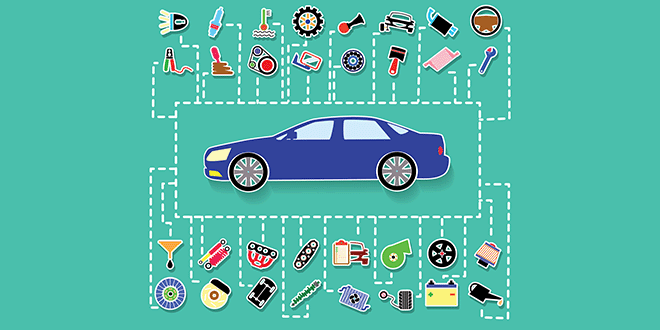 自動車と様々な自動車部品