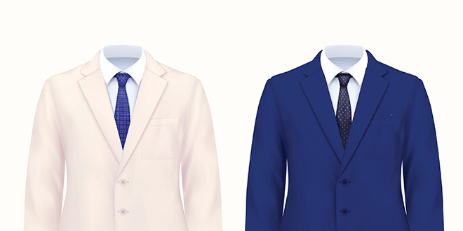白とブルーのスーツ