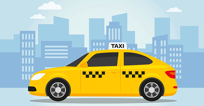 黄色いタクシーの画像